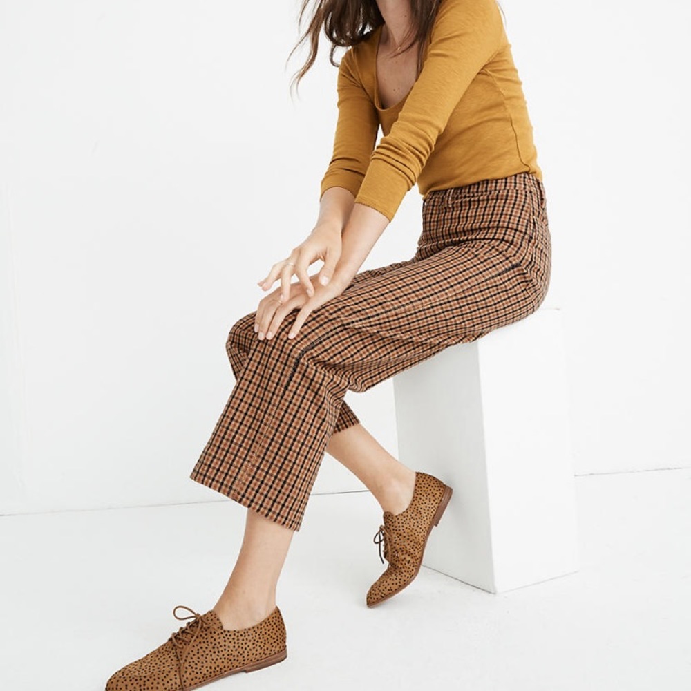 Slim Emmett Wide Leg Crop Pants in Desert Check